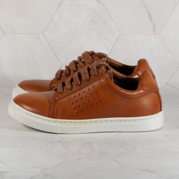 Vince Camuto Cowon Cognac Cow Analine Brown Leather Court Sneaker Boys 11.5 - Picture 6 of 12